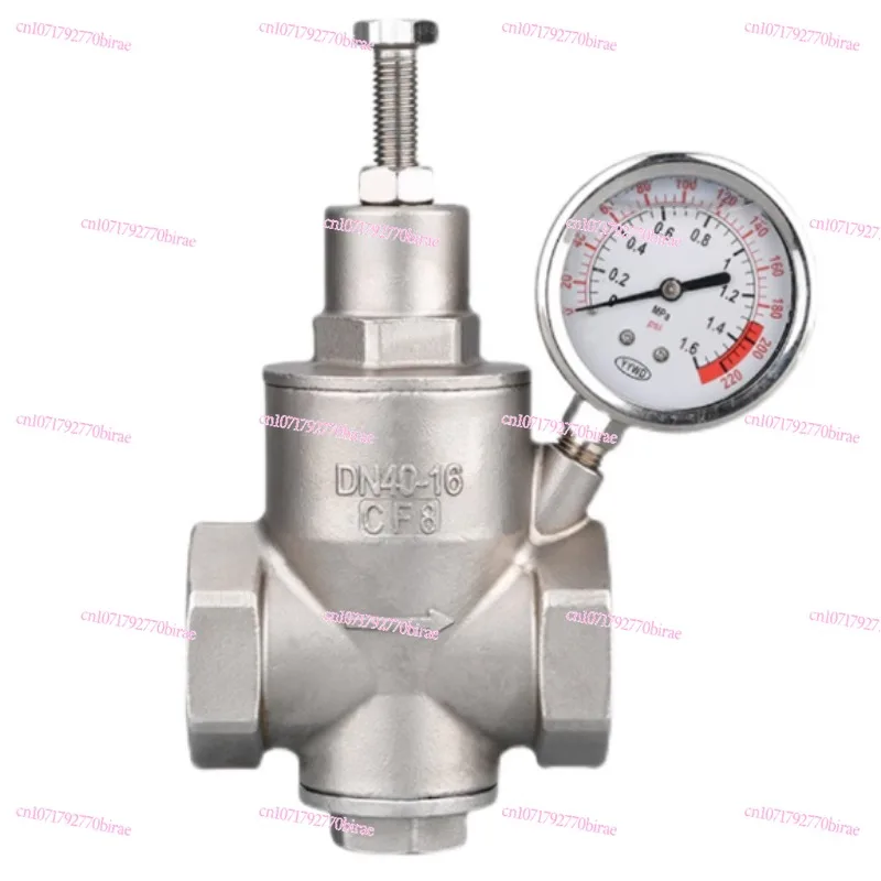 YZ12X أسلاك الفولاذ المقاوم للصدأ صمام تخفيض الضغط مكبس مياه الصنبور قابل للتعديل مستقرة ضغط ثابت الخيوط فرع البخار 304 #1