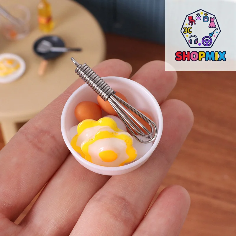 10 ピース/セットドールハウスミニチュアシミュレーションミニボウル卵フライヤー卵ビーター食品モジュール DIY ドールハウスアクセサリー家具装飾