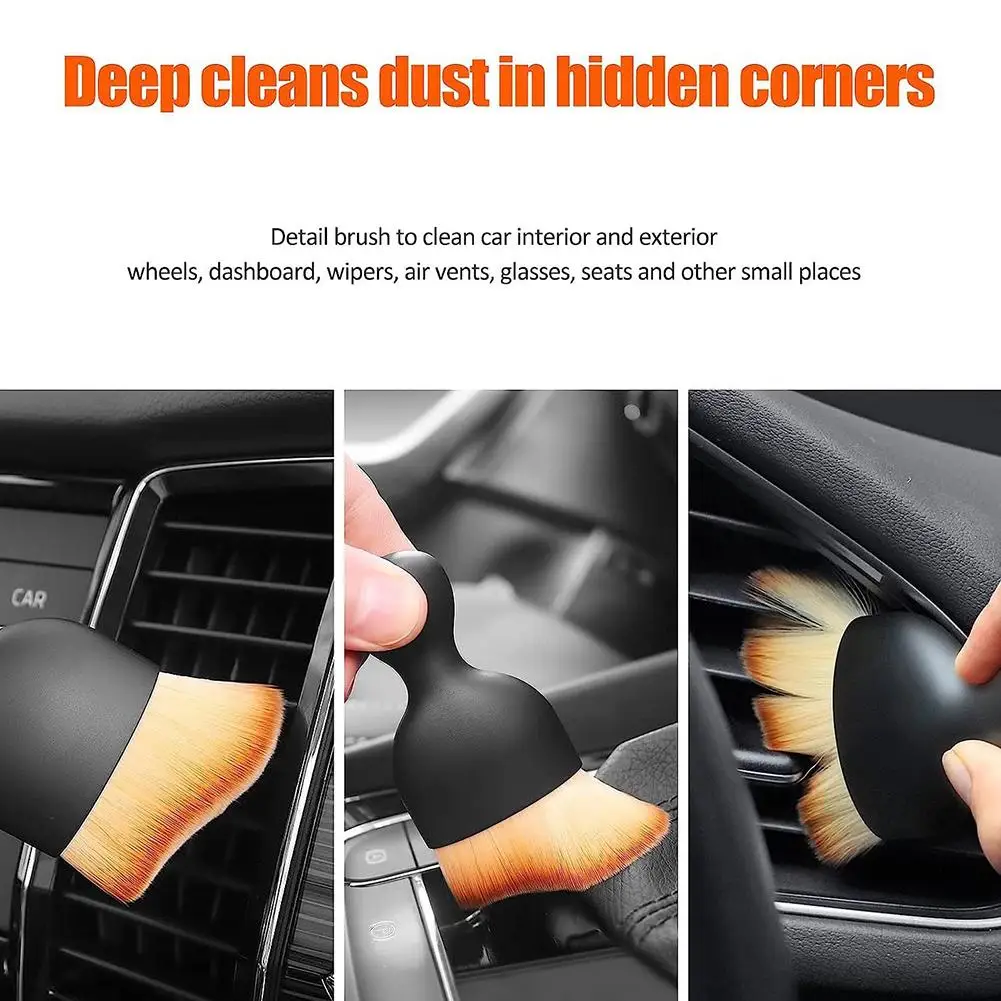 Car Detailing Brushes Auto Interior Soft Hair Brush Curved Design Dust Clean Brushes Collectors For Engine Dashboard