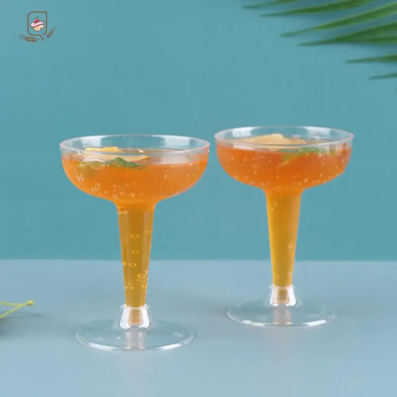 New 6PCS 120ML  Plastic Champagne Flutes Disposable Clear Plastic Champagne Glasses for Parties Glitter Clear Plastic Cup