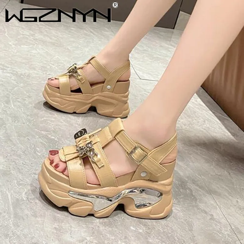 

Luxury Platform Sandals Women Summer Metal Bear Super High Heels Wedge Shoes for Women Flat Thick Sloe Sandal Sandalias Mujer