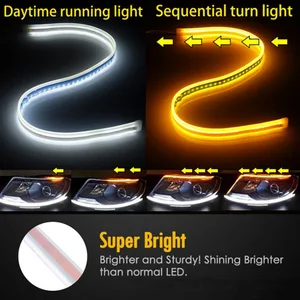 LED DRL Car Daytime Running Light, tira impermeável flexível, faróis automáticos, branco Turn Signal, amarelo luzes de fluxo de freio, 12V, 2Pcs 12 principais vendas drl e pisca - №7