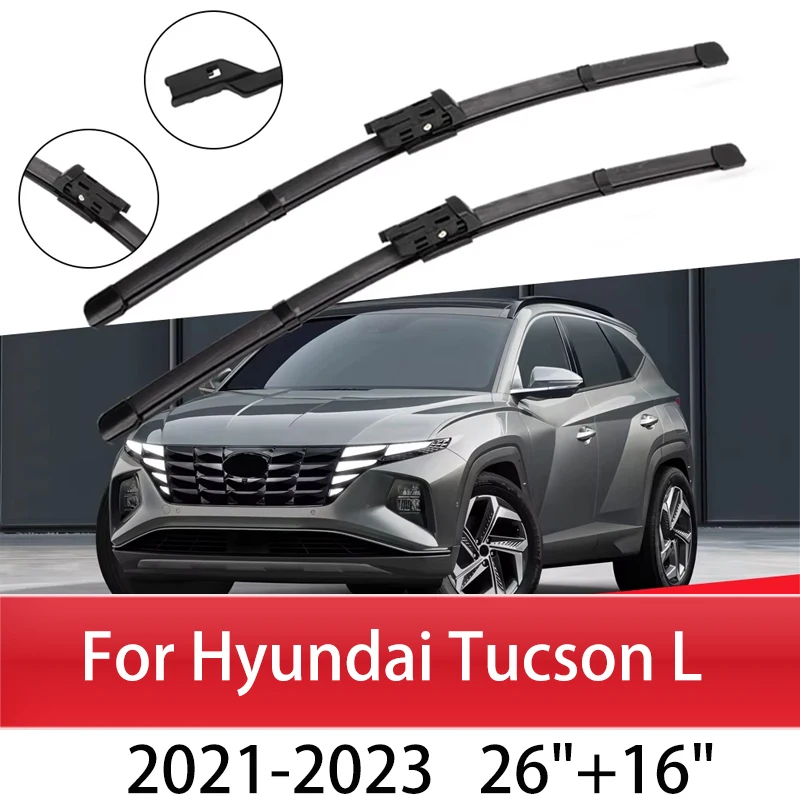 

Car Wiper Blade Blades For Hyundai Tucson L 2021-2023 26"+16" Windshield Windscreen Clean Rubber Silicon Car Wipers Accessories