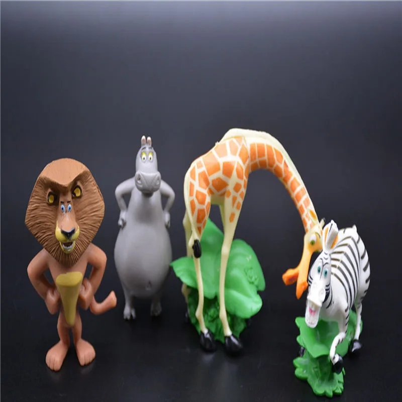 4Pcs Disney Movie Cartoon Madagascar Animal Lion Zebra Giraffe Kawaii Action Figures Kids Hobby Toys Xmas Gifts Model Dolls