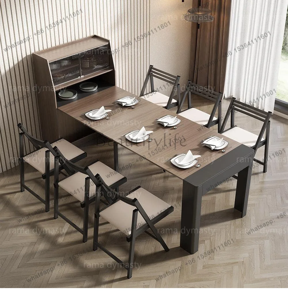Multifunctional Dining Table Expandable Dining Table Storage Space Saving Rectangular Dining Table