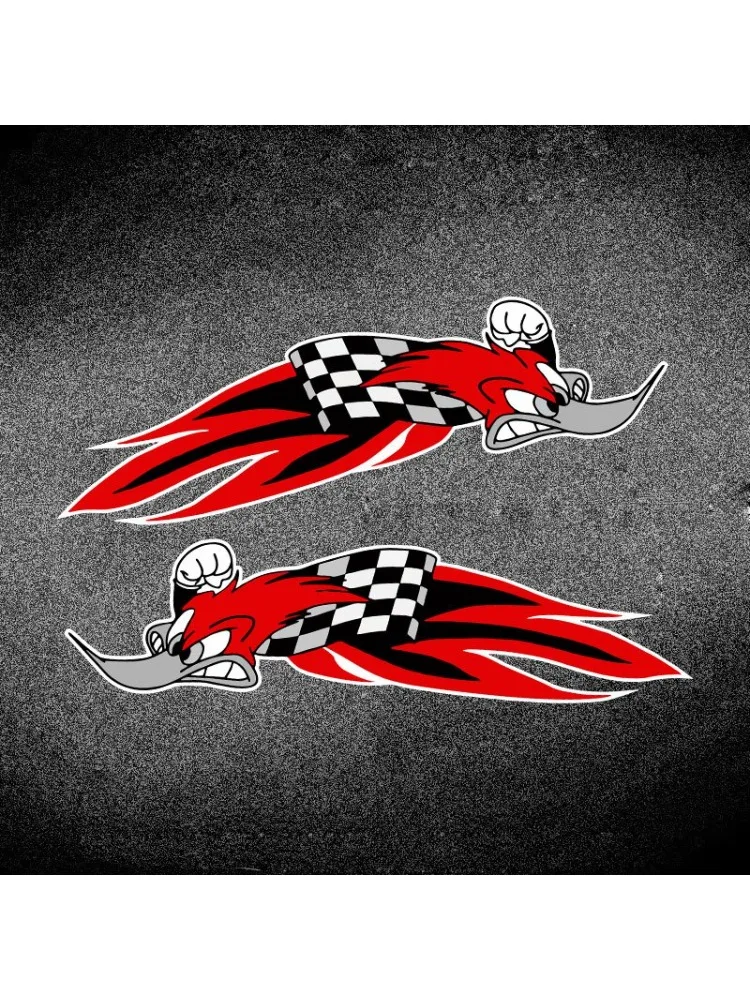 AliExpress NONE Funny Woodpecker Checkered Flame Vinyl Decal Waterproof Universal for Motorcycle Gas Tank Electric Bike Window Mirror Decoration