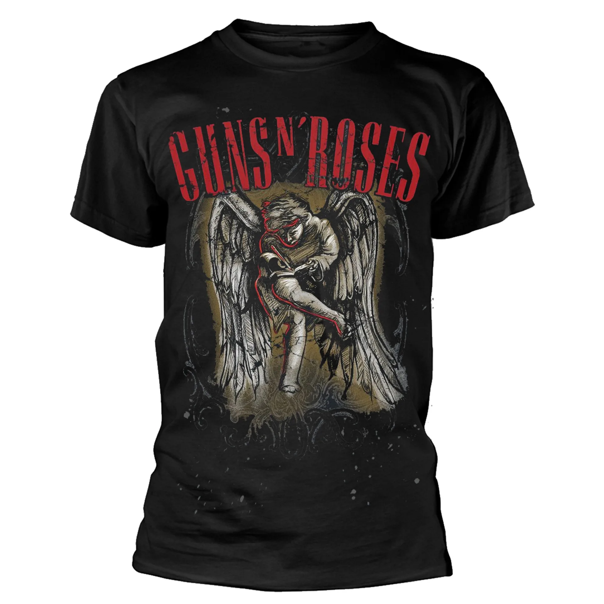 

Футболка Guns Roses Sketched Cherub для мужчин и женщин, хлопковые футболки с короткими рукавами, брендовые топы в стиле ретро в стиле хип-хоп, летняя уличная мужская футболка