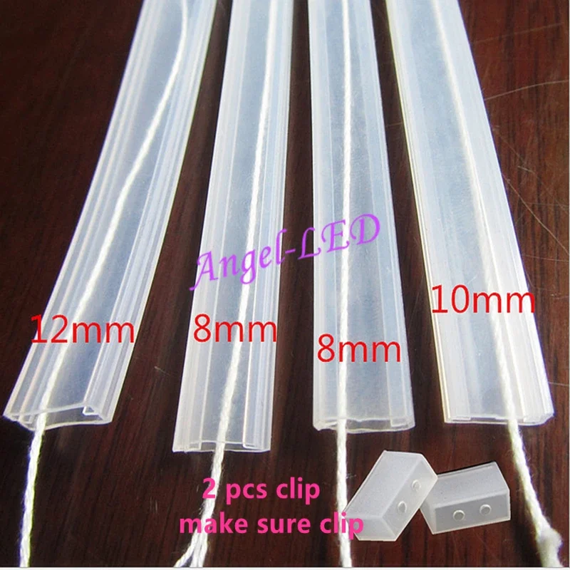 5m/10m length 8mm/10mm/12mm Transparent Silicone Rubber Tube for SMD5050 ws2811/2812b waterproof IP67/68 Silicon cilp led strip