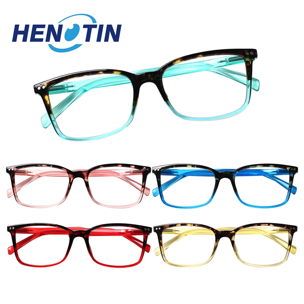 

Henotin Reading Glasses Spring Hinge Men and Women Color Frame Decorative Eyeglasses HD prescription vision Eyewear+2.0+2.5+3.0