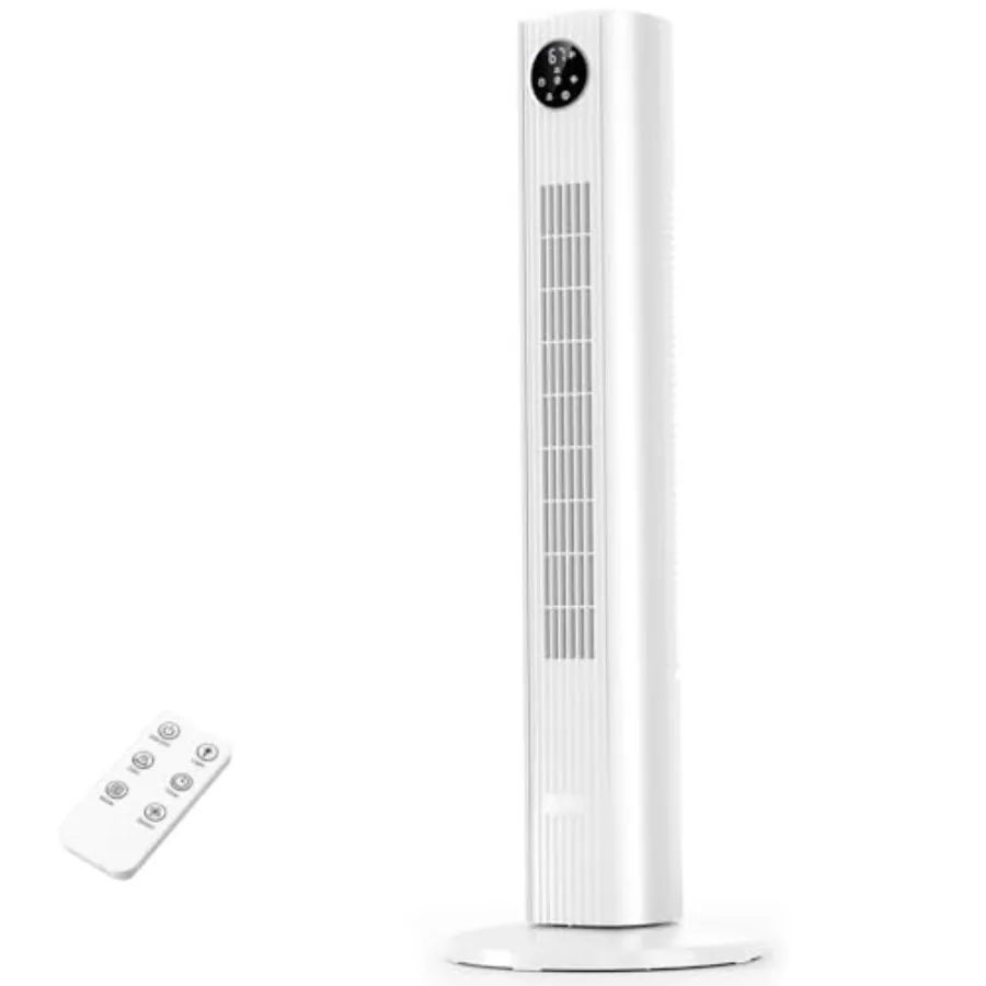 

Portable tower fan for bedroom and office use, white bladeless design with 3 wind speeds, 4 modes, 85 oscillation, quiet coolin