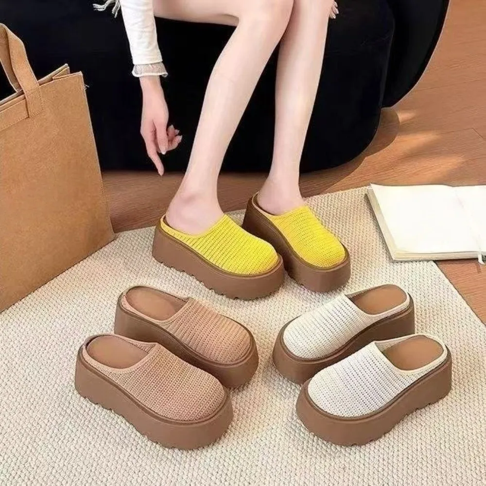 

Модные праздничные сандалии-тапочки, непромокаемая обувь на плоской подошве, сетчатые приморские сандалии, простые нескользящие тапочки на толстой подошве, пляжные отпускные туфли