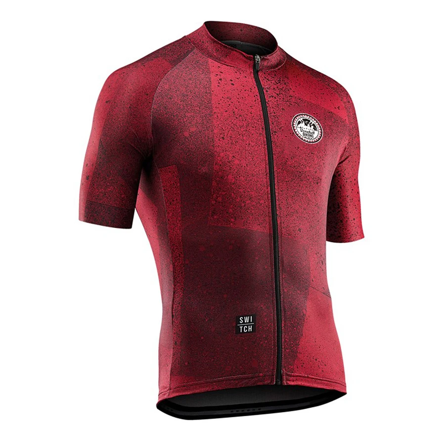 Herren Kurzarm-Radtrikot Maßgeschneiderte Neue Team-Kleidung Sommer Atmungsaktives Trainings-Fahrradshirt Rotes Rennrad-Sportshirt