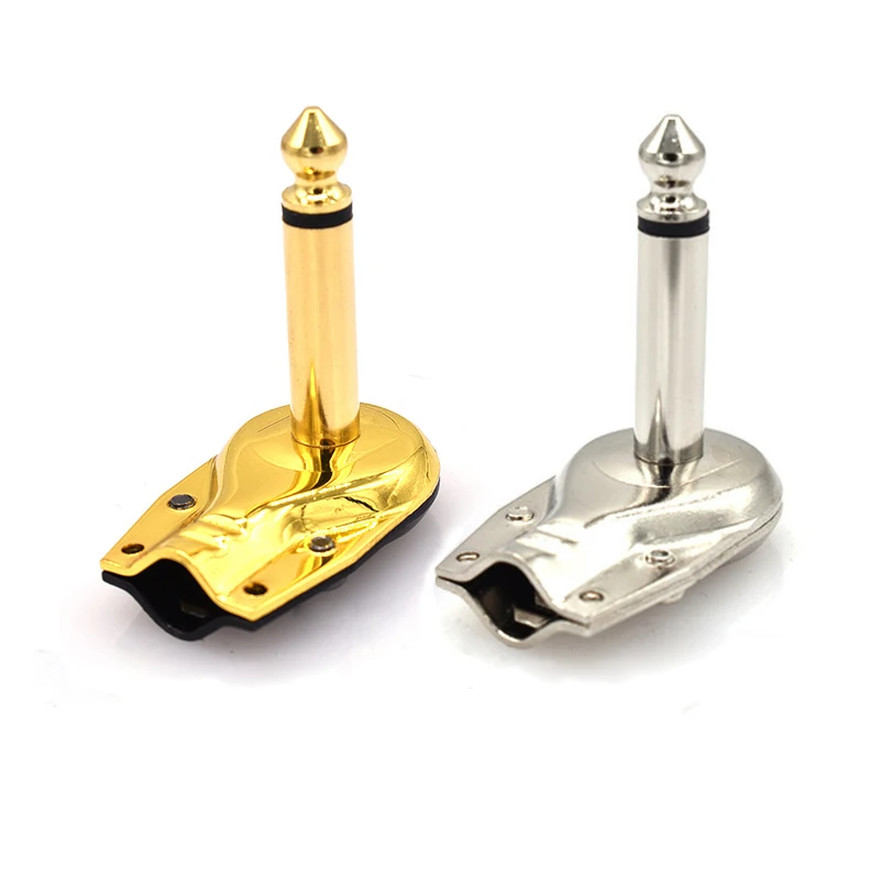 1/2Pcs 6.35mm 2 / 3 Pole Mono / Stereo Plug Jack Right Angle Solder Connector 90 Degree 6.35 1/4 Inch Guitar Phono Plugs