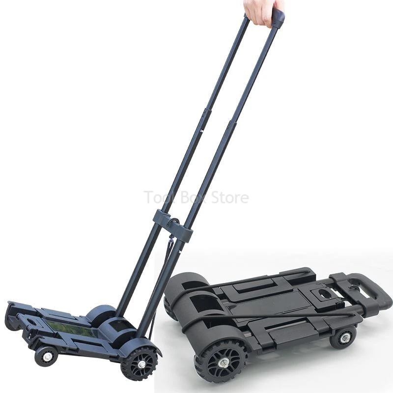 

Folding Hand Truck Black Small Lightweight Cart Portable Shopping Trolley Heavy Duty Foldable Trolley Cart Luggage Small Trolley