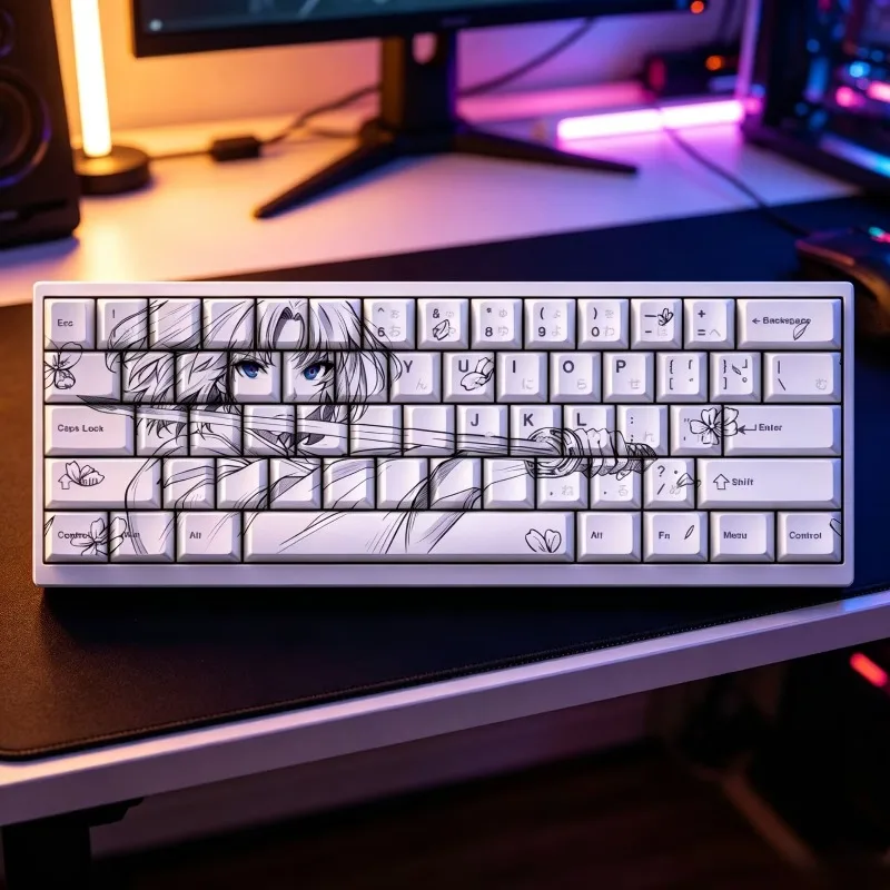 

Кейкапы с боковой печатью в стиле Line Draft Cherry Profile с подсветкой для игровых клавиатур Wooting Made68 Mad60 64