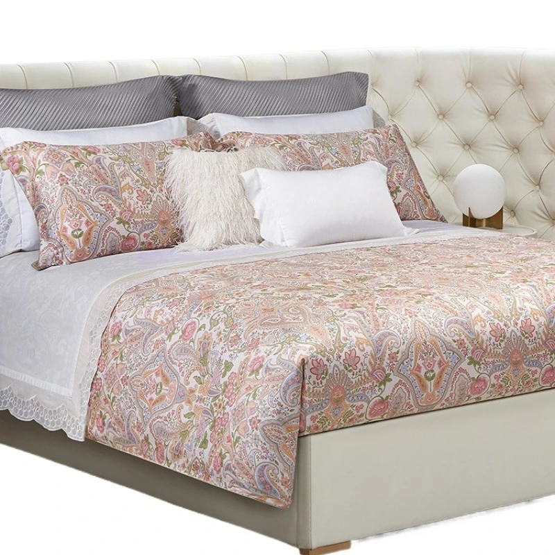 

European luxury long-staple cotton pure cotton satin mattress bed sheet four-piece set