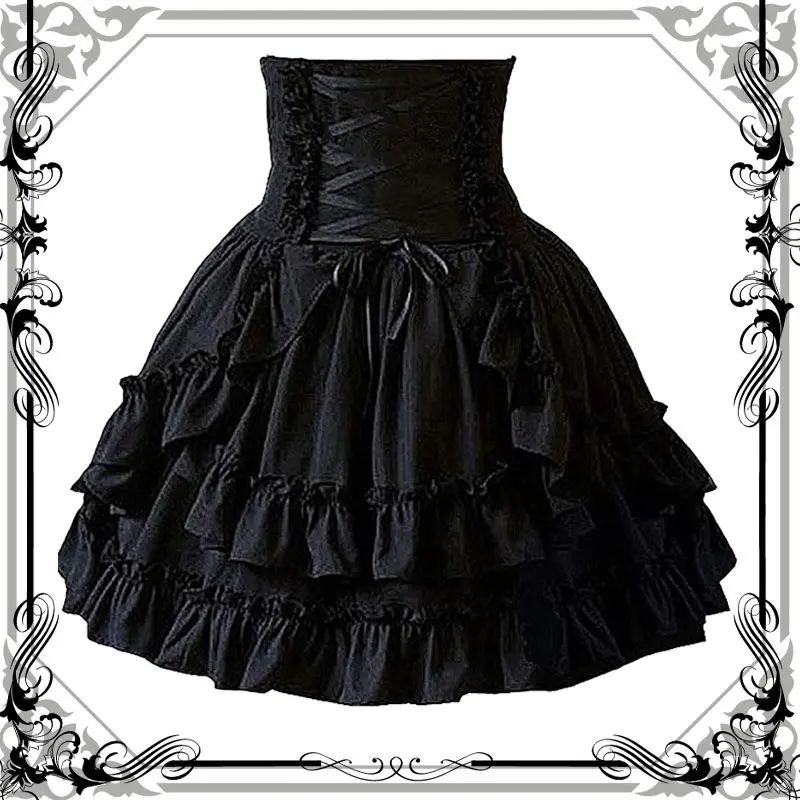 Gothic Retro Summer Y2k Lolita Skirt Women Medieval Vintage Cake Skirt Fashion Cosplay Costume Fluffy Layered Puffy Skirt New