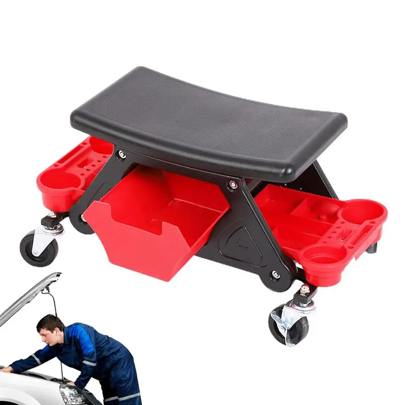 

Rolling Mechanics Seat Rolling Mechanism Workshop Stools With 300 Lbs Capacity Ergonomic Car Stool With Tool Tray For Workshop