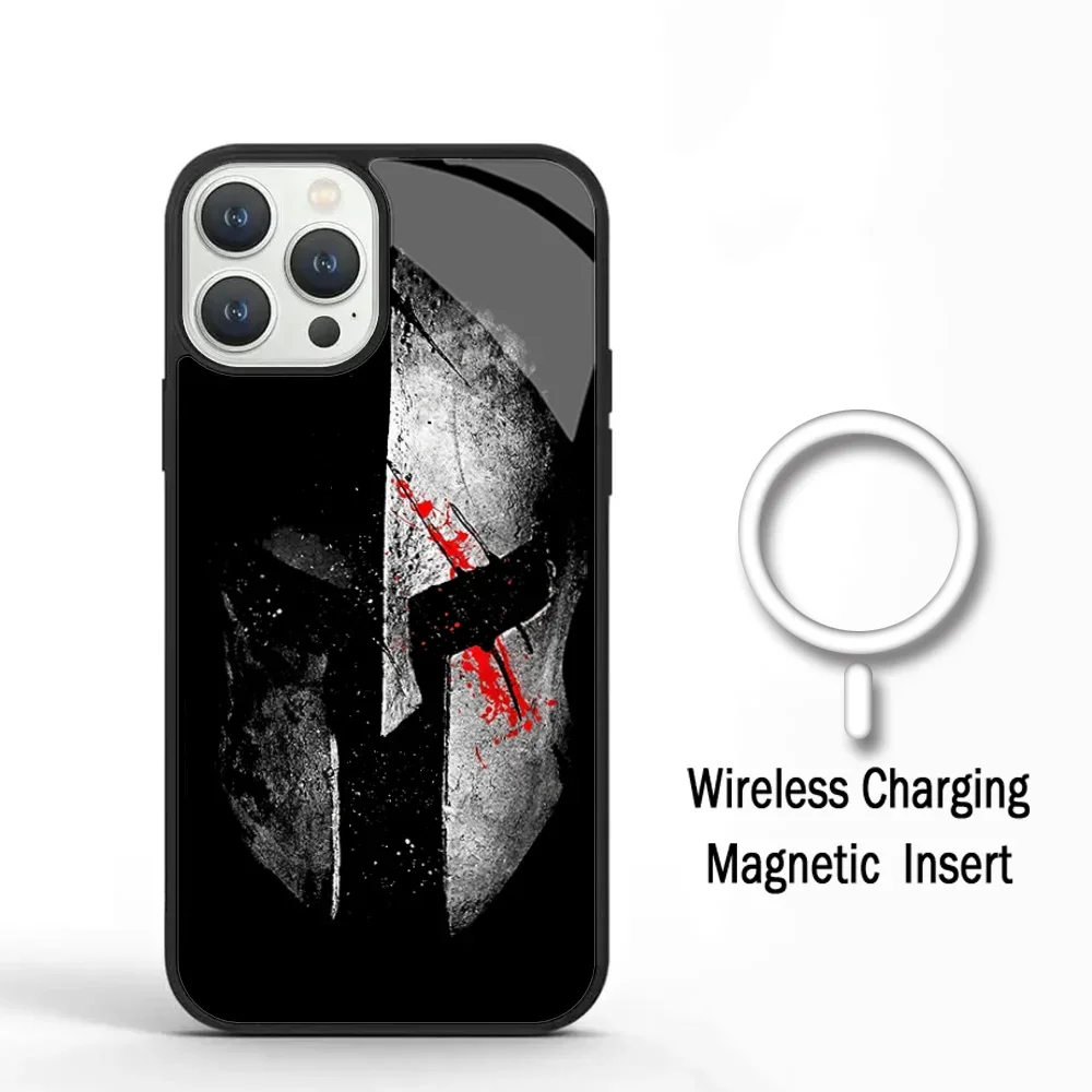 300 Warrior Spartan Phone Case For IPhone 11 12 13 14 15 Plus Pro Max Mirror Acrylic Cover For Magsafe Wireless Charging