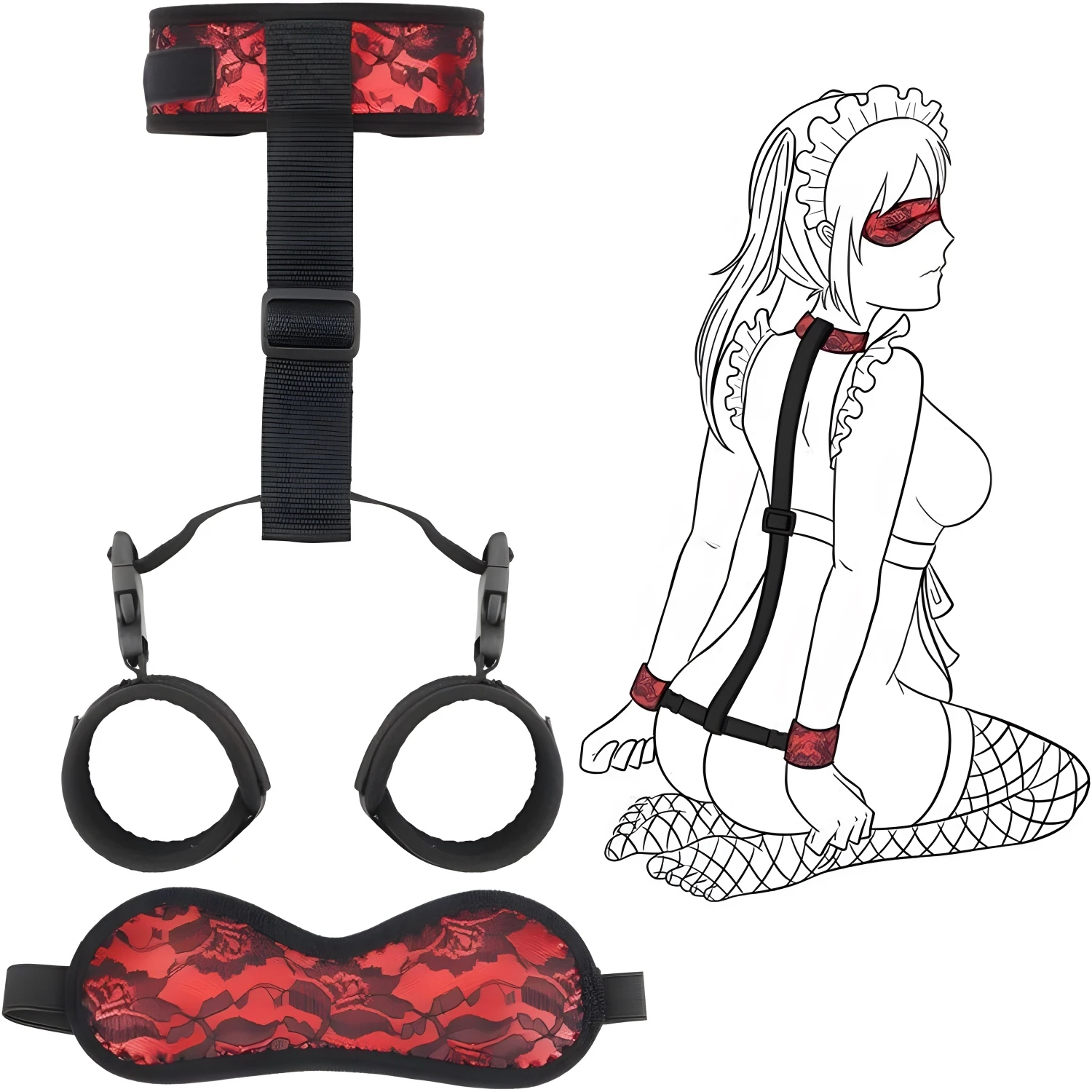 

BDSM Sex Bondage Slave Toys Role-Playing Adult Sex Games Cover Eyes Neck Hand Binding Stimulation Excitement Flirting Master