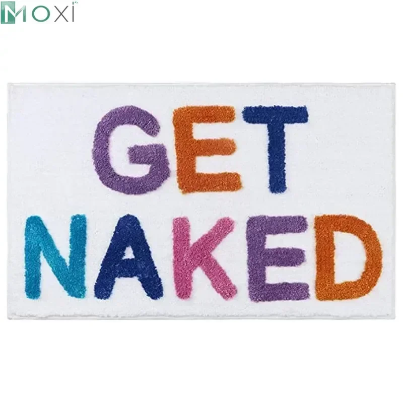 Zabawny pikowany dywanik z mikrofibry czarno-biały Get Naked 50x80cm antypoślizgowy gruby kudłaty duży dywanik łazienkowy коврик для ванной