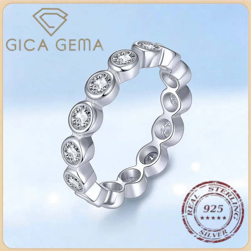 Moissanite Eternity Band Ring Stackable - 기카 게마 S925 실버 모이사나이트 반지,
