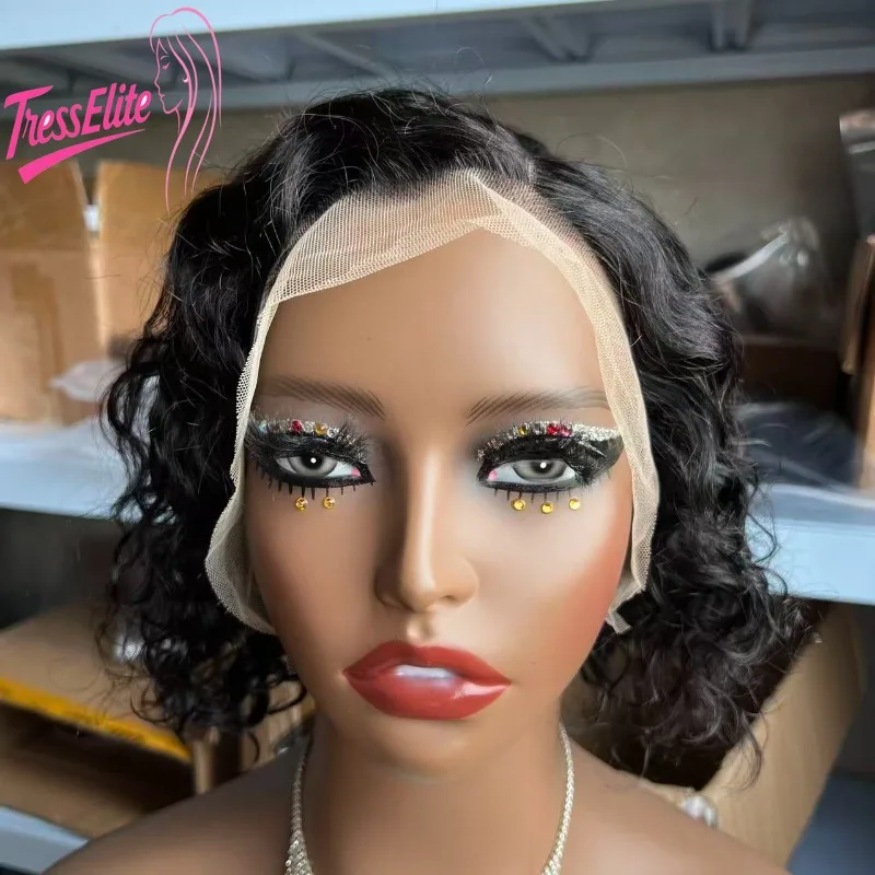 

Premium Curly Pixie Cut13x4Lace Front Natural Color Human Hair Wig Full Hand Weaving Soft Durable Effortlessly Chic and Natural