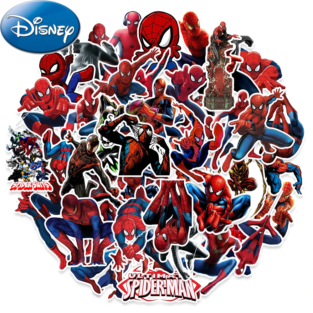 

10/30/50pcs Disney Spiderman Superhero Stickers Avenger Cartoon Decals Graffiti Skateboard Laptop Waterproof Kids Anime Sticker