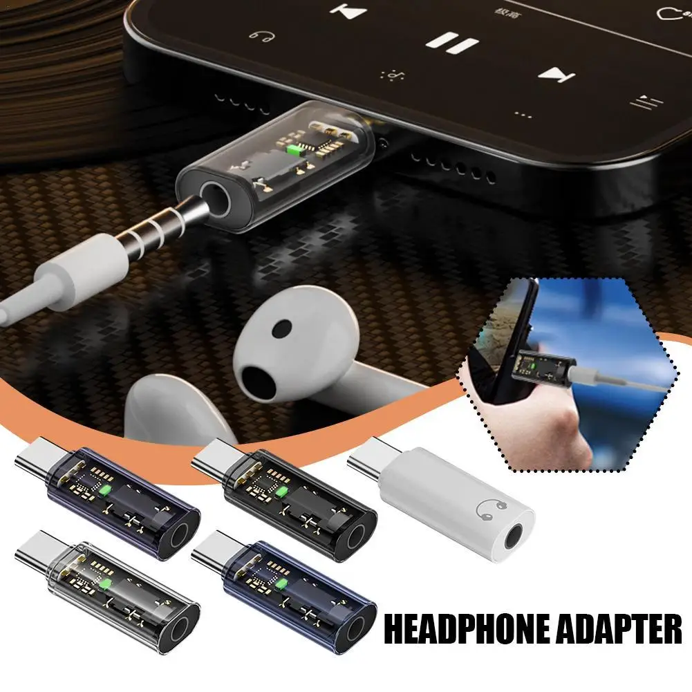 Type-C To 3.5 Mm Jack Audio Adapter 16bit/48KHz Aux Adapter TypeC Earphone Converter For Phone Tablet High-fidelity Decoding