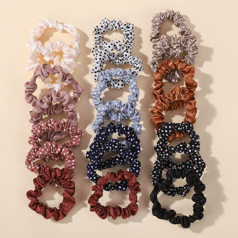 Ramdom اللون 20 قطعة النساء دوت الحرير توك شعر للفتيات الشعر حبل ذيل حصان حامل أغطية الرأس إكسسوارات الشعر بالجملة