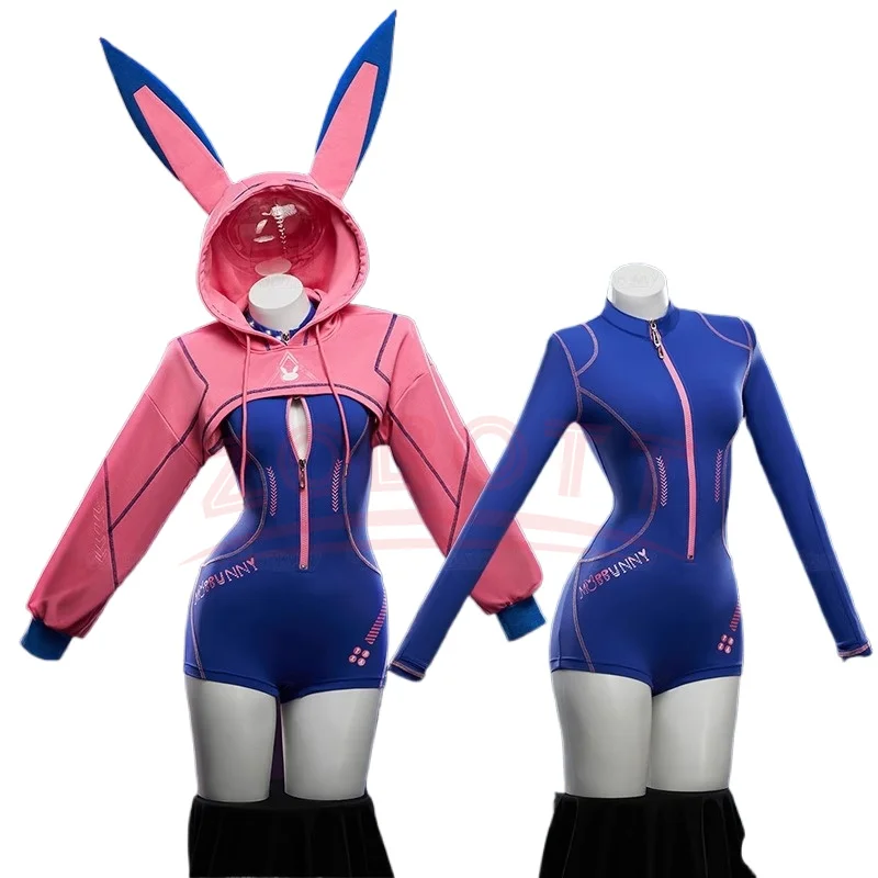 

Костюм для косплея Game D.VA Cyber Bunny, женская куртка с капюшоном, комбинезон, милый мультяшный наряд, комбинезон с кроликом для девочек