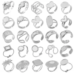 6pcs/lot Stainless Steel Base Rings Settings DIY Blank Knuckle Steel Color Rings Supplies for Women Jewelry DIY Charm Never Fade