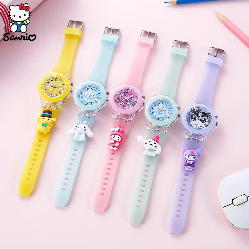 

Sanrio Cartoon Children's Watch for Primary and Secondary School Students Colorful Glow Silicone Watch Band Toy Electronic Watch