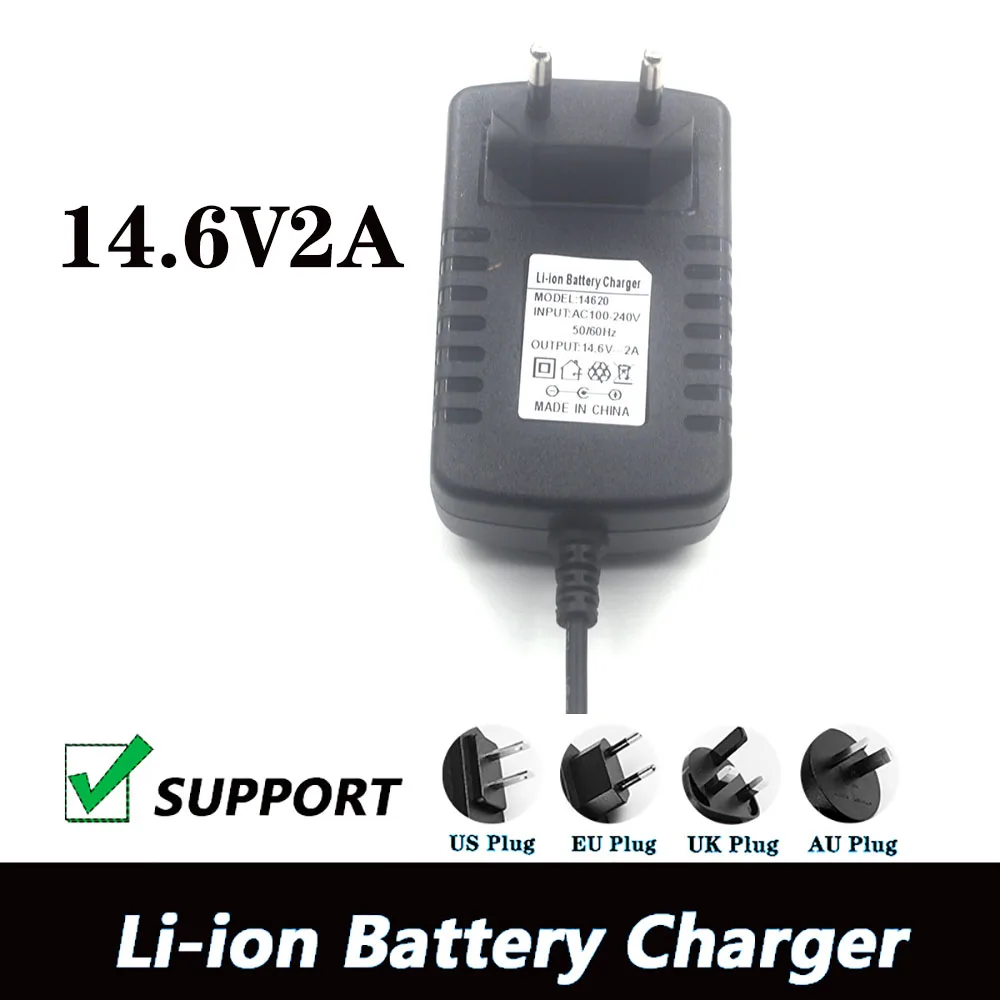 DC 14.6V 2A Smart Intelligent Charger for 4S 12.8V LiFe LiFePO4 Battery Pack EU/US/AU/UK 5.5mm x 2.1mm  4017 35135 With clip