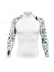 Men's Swimsuit T-shirt Beach UV Protection Swimwear Rash Guard Long Sleeve Surfing Swimsuit Surf T-shirt