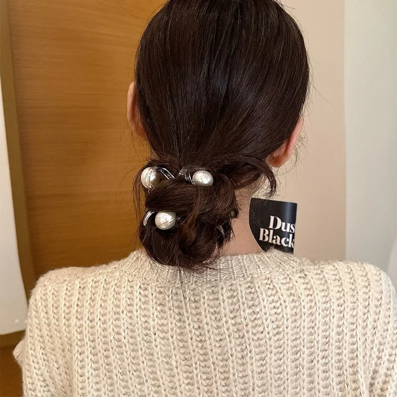 3/1 buah cincin karet telepon mutiara, cincin rambut mutiara sangat elastis tahan lama temperamen sederhana