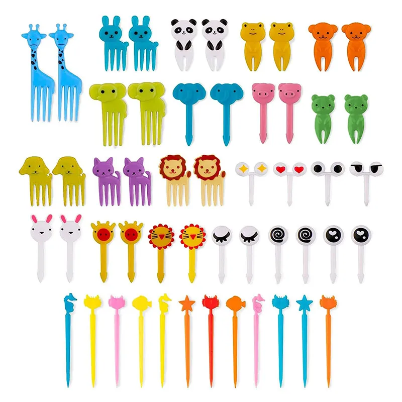 Animal Farm Fruit Fork Set Cartoon Mini Kids Snack Cake Dessert Food Stick Toothpick Decoration Pick Cake Bento Tableware Child