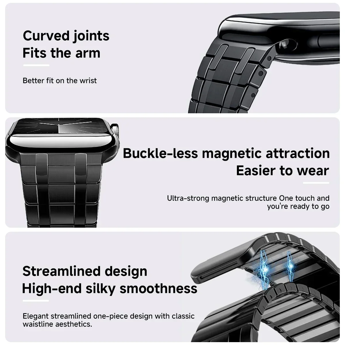 Stainless Steel Magnetic Strap For Apple Watch Ultra 2 49mm 45mm 44mm 42mm Luxury Band For iWatch Series 9 8 7 6 5 se 4 Bracelet