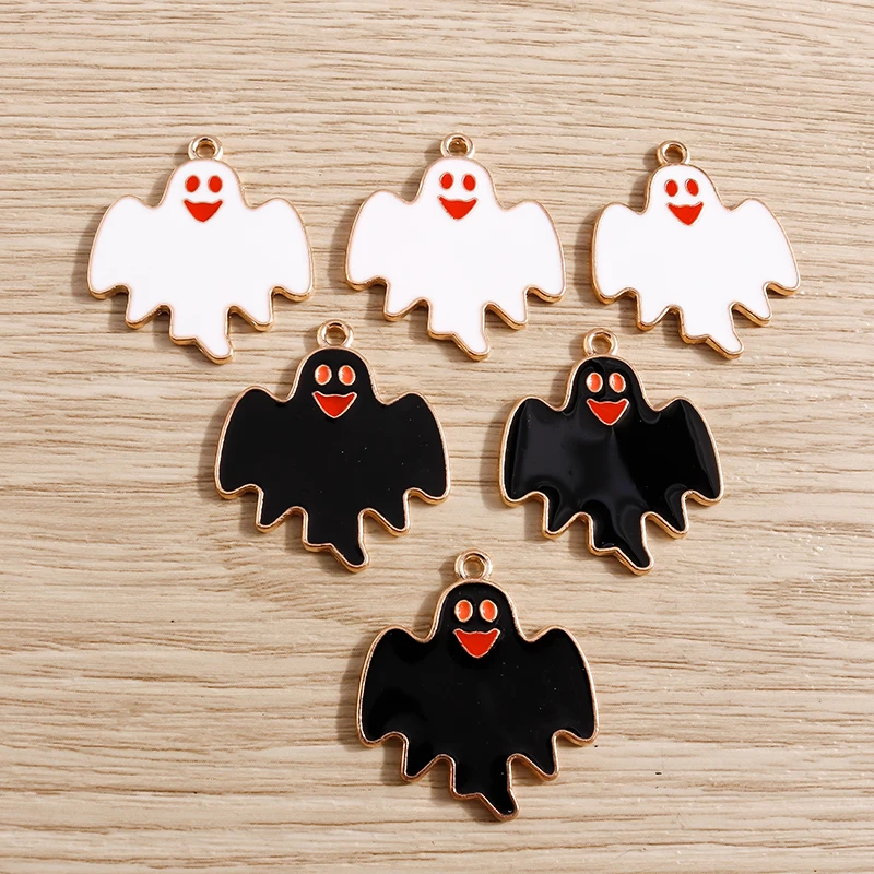 10 Stück 25x28mm Cartoon-Emaille Halloween-Fledermaus-Anhänger für Schmuckherstellung, Ohrringe, Halsketten, Armbänder, DIY-Bastelzubehör – Detail 6