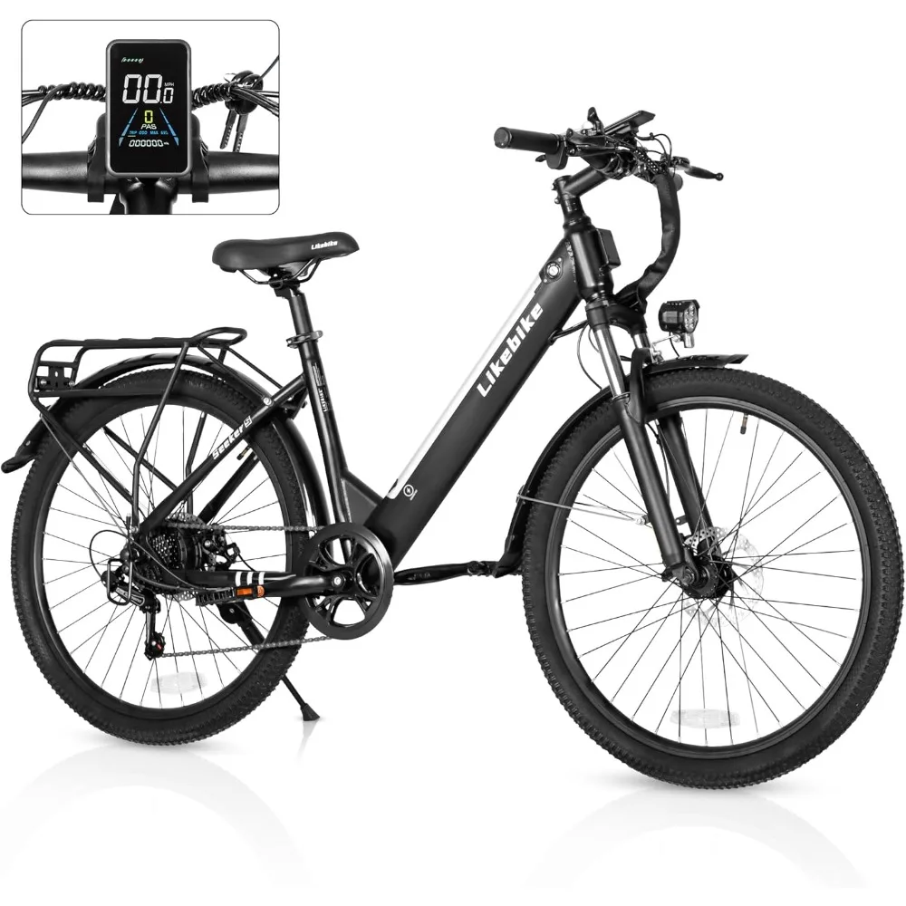 

Электрический велосипед для взрослых 350 Вт (пик 540 Вт) 26-дюймовый Электрический велосипед Step Thru Ebike, с батареей 36 В/9 Ач, 20 миль/ч, 7-скоростными передачами