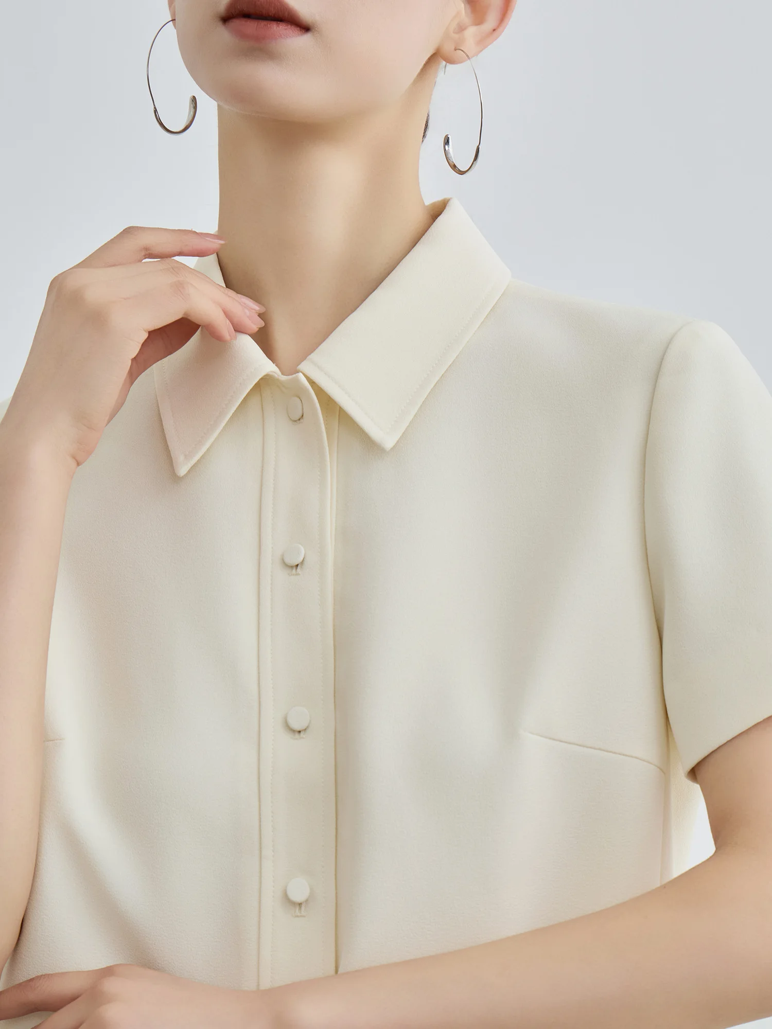 T-shirt col Ele Dr femme droite ample Miu Sle été Faion taille haute jupe trapèze décontracté pièce de base