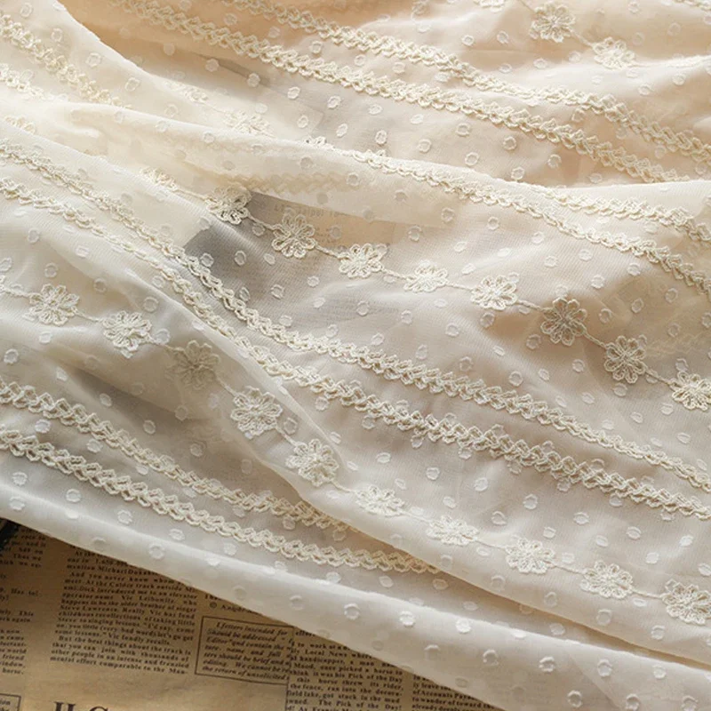 

New Chiffon Jacquard Fabric Flower Stripe Geometric Embroidered Fabric for Fashion Dress Shirt Fabric