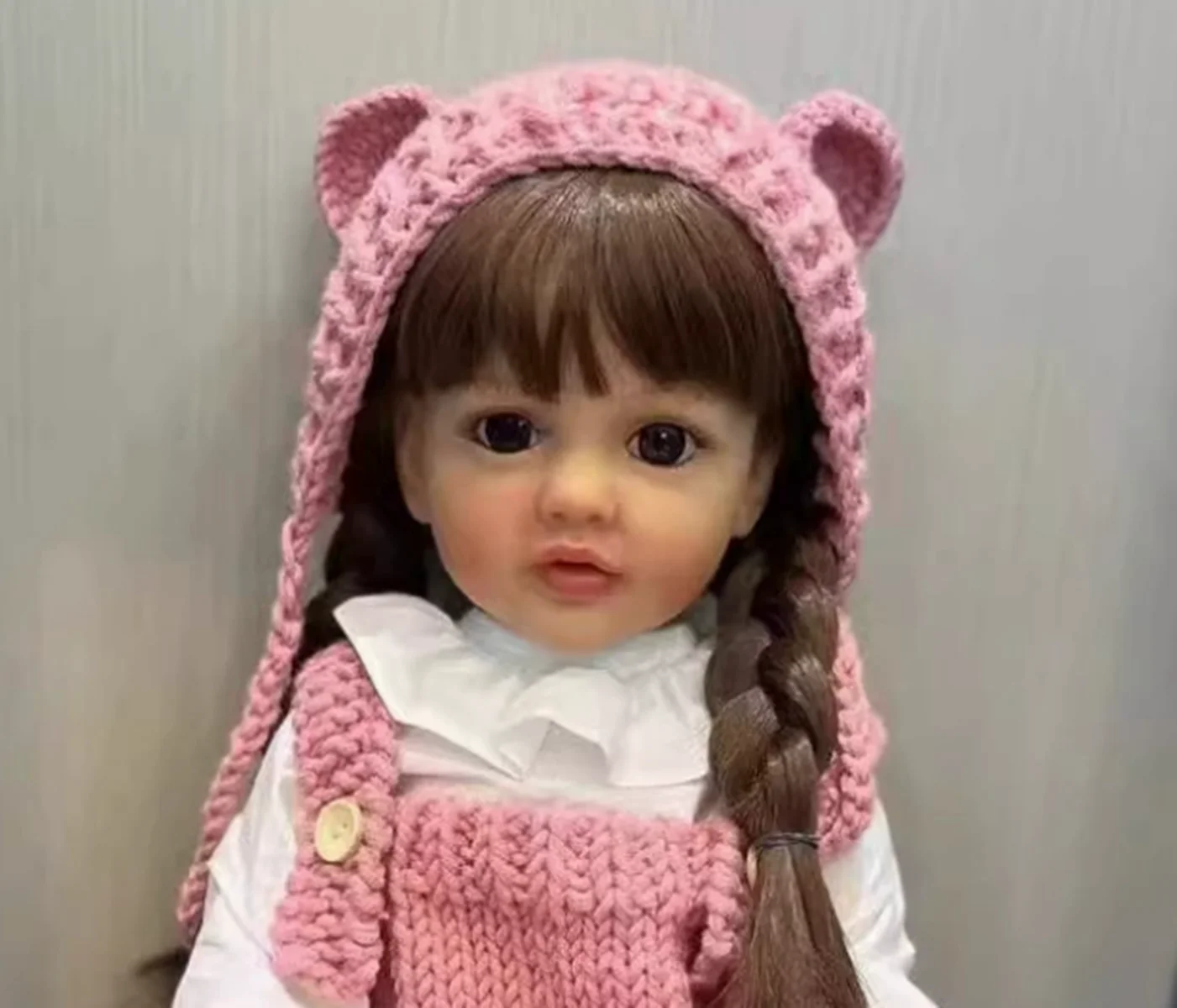 Popular Full Silicone Reborn Baby Girl Brown Long Hair Realistic Lifelike Doll Princess Toddler Bebe Kid Birthday Gift Bath Toy