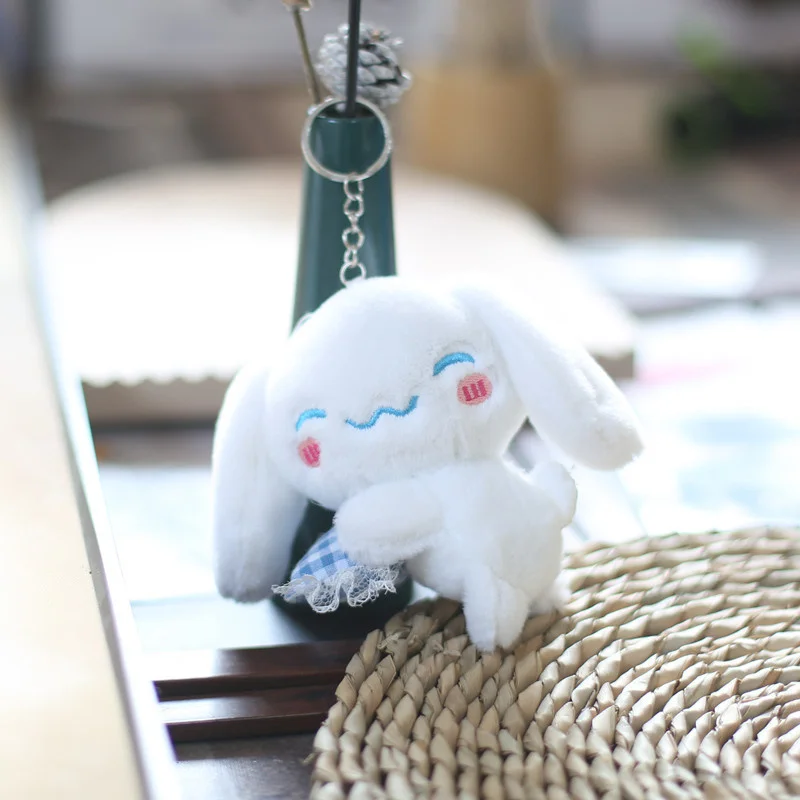 Sanrio Cinnamoroll Keychain Kuromi Melody Keyring Children Plush Toys Kawaii Pompom Purin Keychains Pendant Key Chain Women Gift