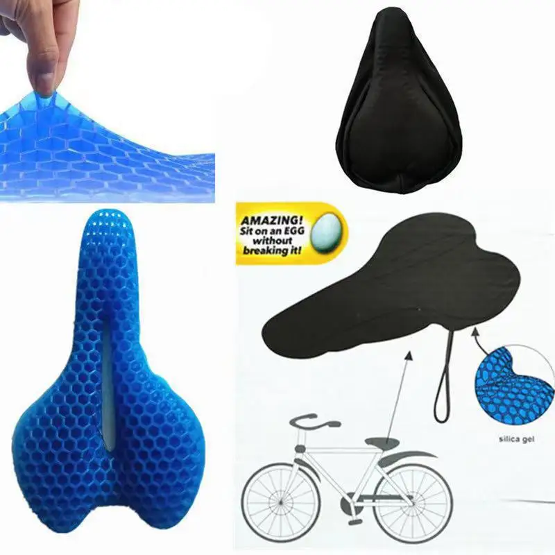 With Cover Ultra Soft Silicone Gel Pad Cushion Cover Bicycle Saddle Seat MTB Mountain Bike Cycling Thickened Extra Comfort