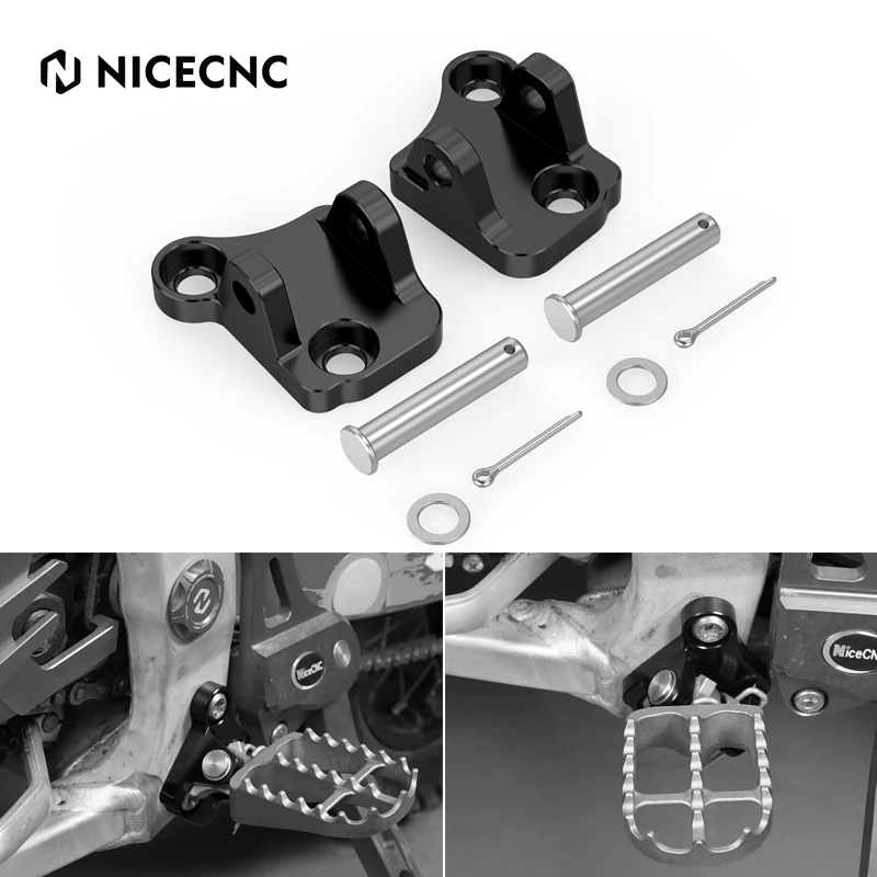 

NICECNC For Yamaha YZ125 YZ250 2005-2023 YZ125X 2017-2023 YZ250X 2016-2023 12MM Lowered Footpeg Footrests Mount Bracket Aluminum