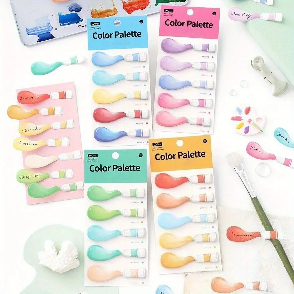 

100 листов бумаги для заметок серии Palette в минималистичном стиле INS с забавными акварельными узорами и рукописными надписями, индексные этикетки