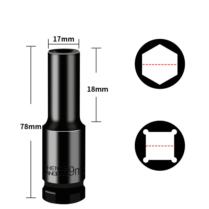 Juego de enchufes de impacto de 1/2 pulgadas, manga Hexagonal neumática de 8-32mm, cabeza de manga de neumático largo pesado para llave eléctrica de