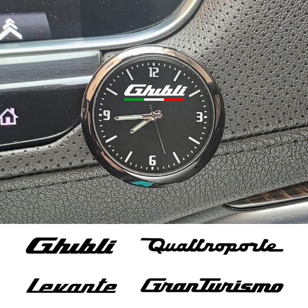 Car Quartz Clock Luminous Automobile Internal Stick-On Digital For Maserati GT Ghibli GranSport GranTurismo Levante MC20 MC12