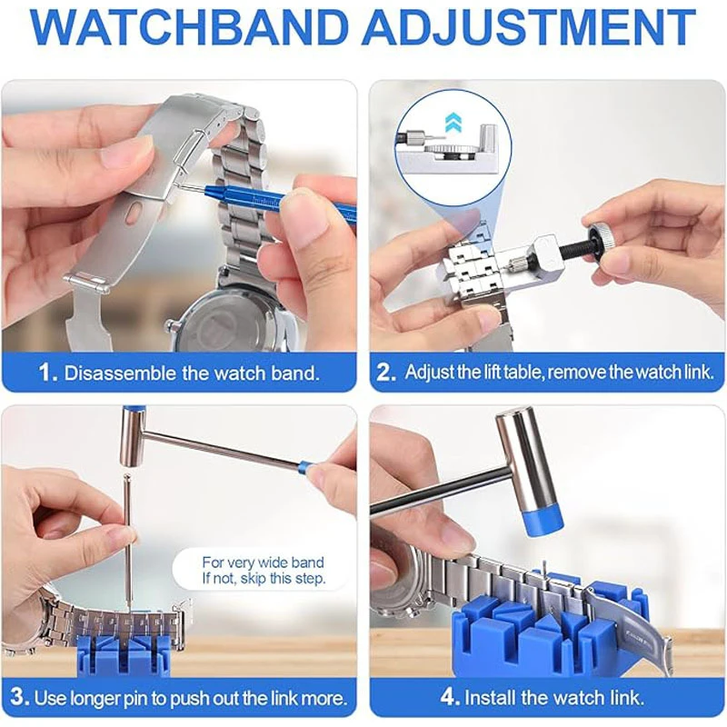 

New Watch Repair Manual Tool Set Multi Functional Alloy Steel Watch Chain Disassembly Kit Professional Home Watchmaking Tools